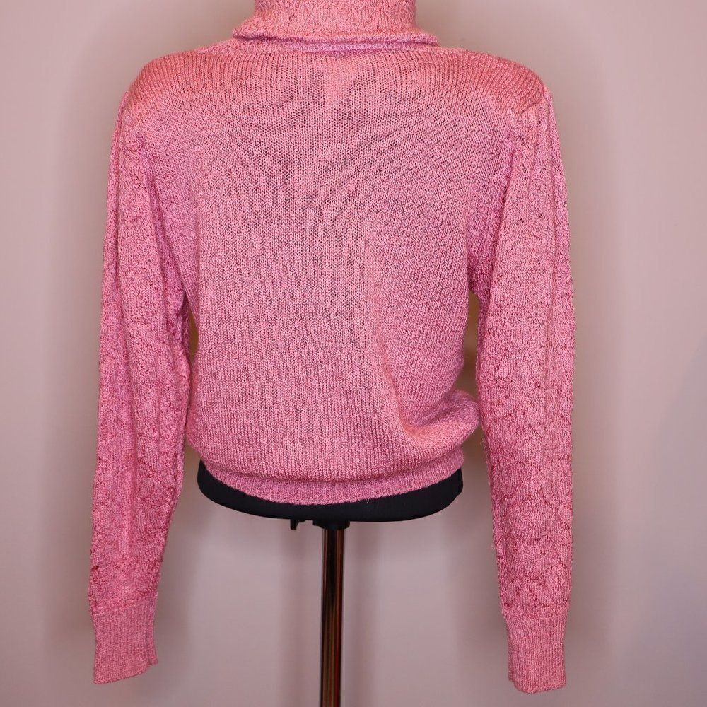 Vintage Pink Cropped Turtleneck Sweater Sz M - Picture 3 of 6